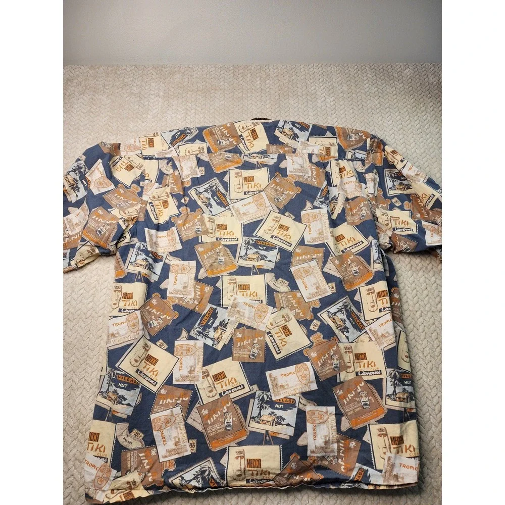 Columbia Mens XL Button Up Shirt Short Sleeve Tiki Vacation Novelty Print‎